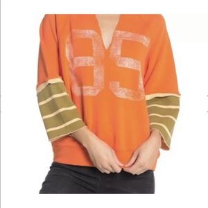 Free people cool Day varsity pullover sweatshirt size Small